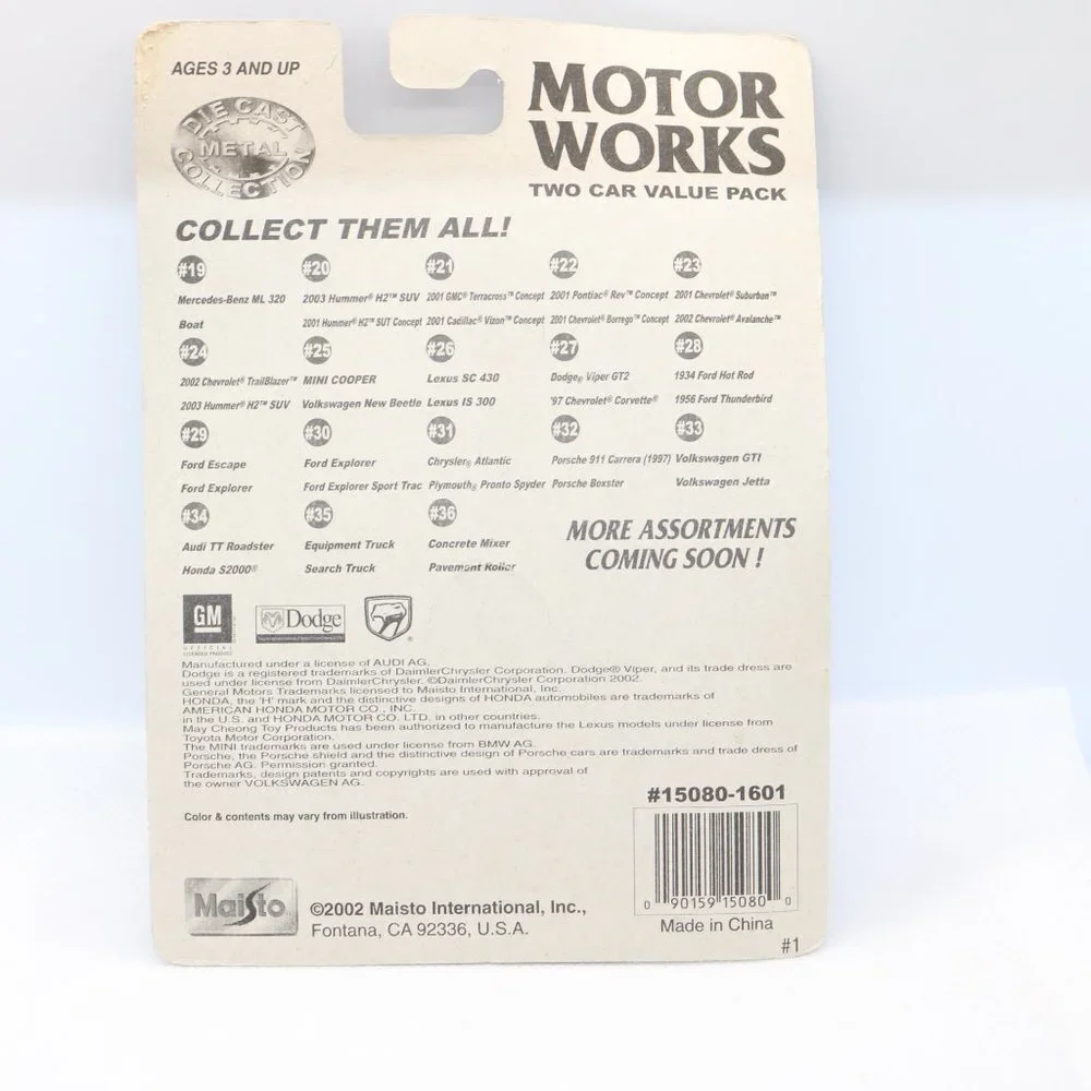 Maisto Motor Works #27 1997 Corvette & Dodge Viper GT2 new old stock